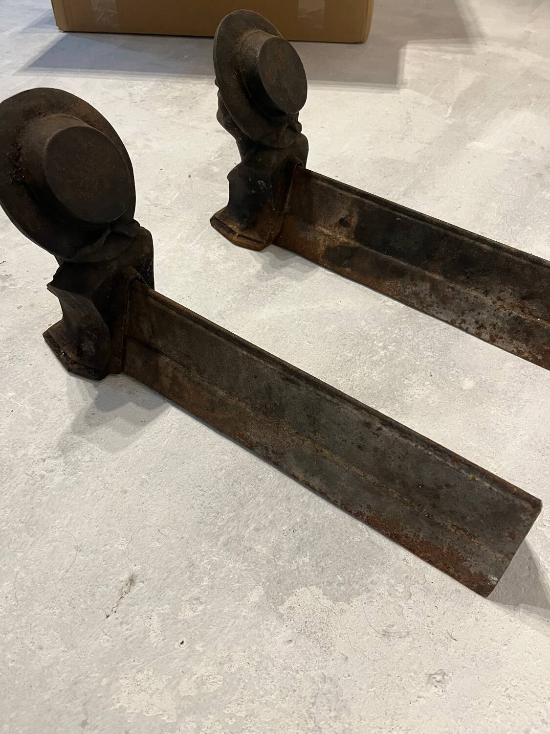 Pair of Heavy Antique Chenets (Fireplace Andirons) – Cast Metal, 10–15