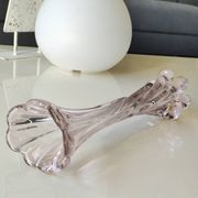 Grand Vase Design floral. En verre d Art soufflé Murano. Tons roses, 30,5cm