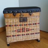 Fishing storage chest wicker fisherman's stool