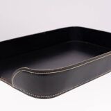 Grand ensemble de bureau exclusif en cuir cousu, années 1960, France