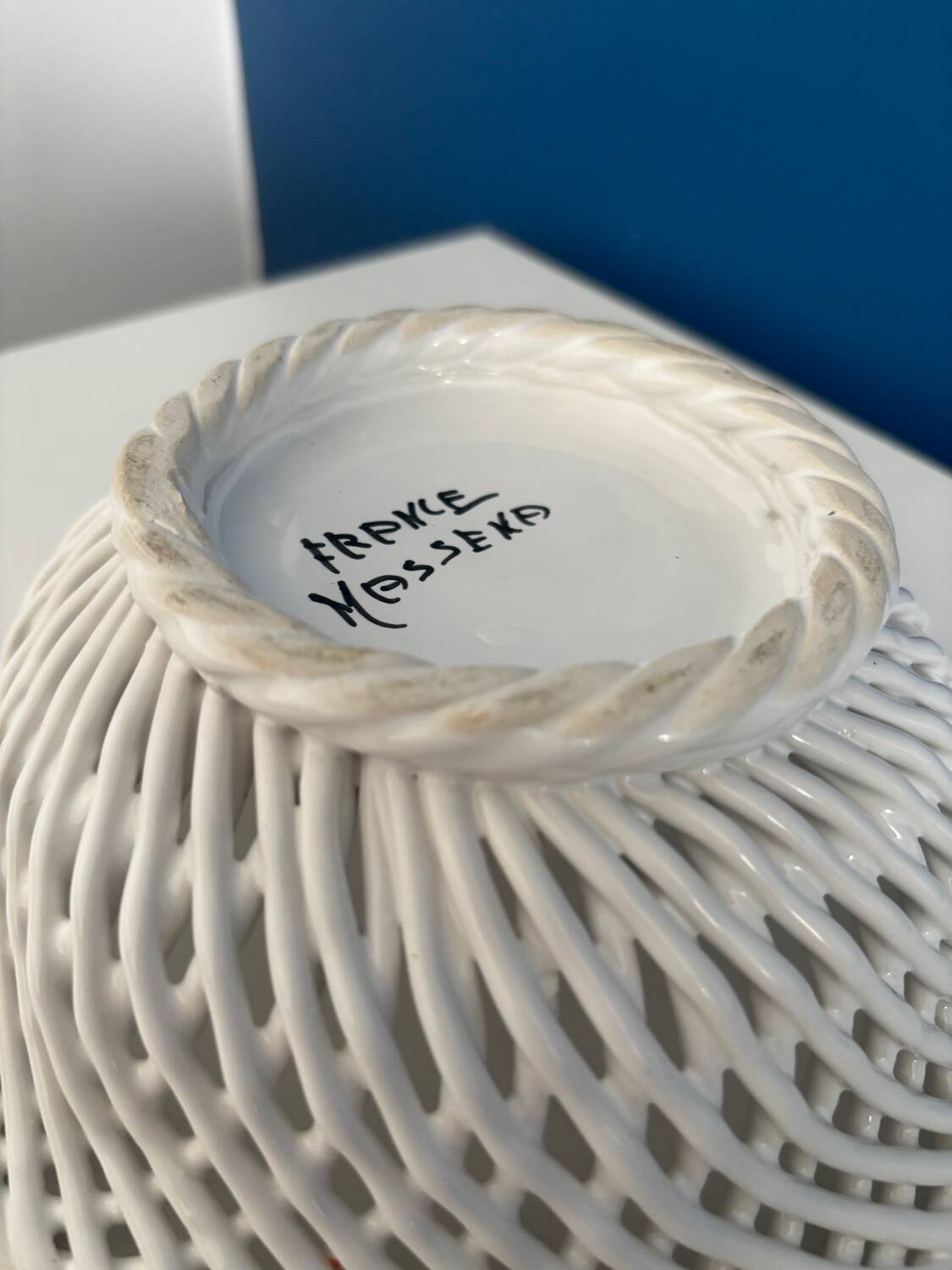 Openwork white ceramic bowl - Elegant and timeless centerpiece