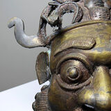 Vintage bronze African mask from Bamoun, Cameroon.