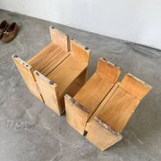 Paire tabourets ou chevets pin mobilier montagne 1950