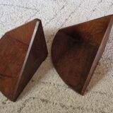 Pair of small wooden corner shelves, circa 1950