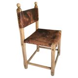 Unique Hungarian Artisanal Oak and Leather Chair