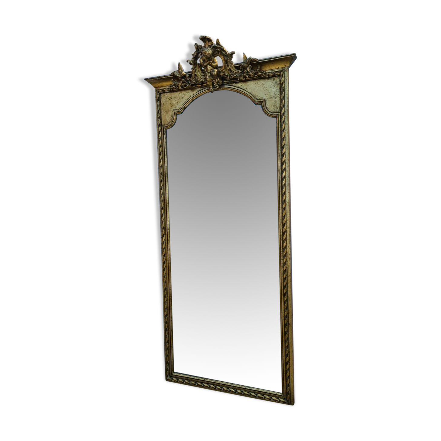 Golden panoramic mirror with an angel  79x174cm