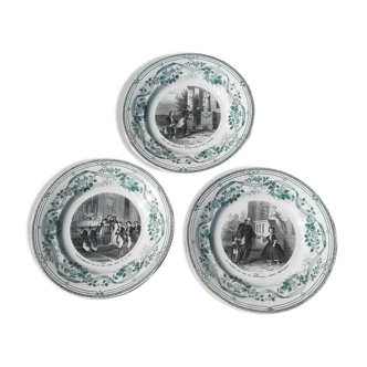 3 plates Creil-Montereau religious theme