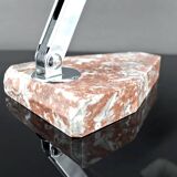 Large Desk Lamp, Chrome, Aluminum and Marble, Modernist Art Deco