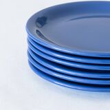 6 deep blue ceramic plates