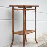 Bamboo and woven wicker table, vintage bamboo console, side table