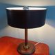 Brown leather desk lamp and brass foot, 70s