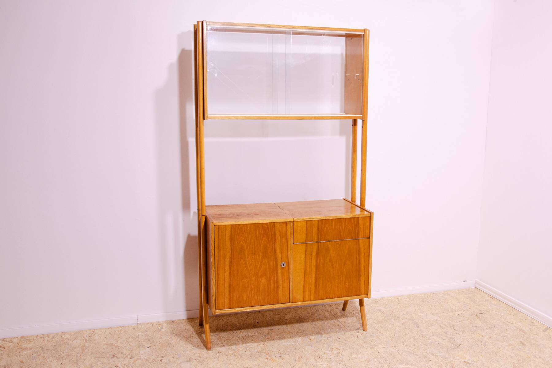 Mid century wall shelf bookcase by František Jirák for Tatra nábytok, 1960´s