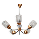 Lustre en verre et chrome Drukov Brno, Tchécoslovaquie, années 1970