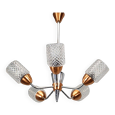 Glass and chrome chandelier Drukov Brno, Czechoslovakia, 1970s