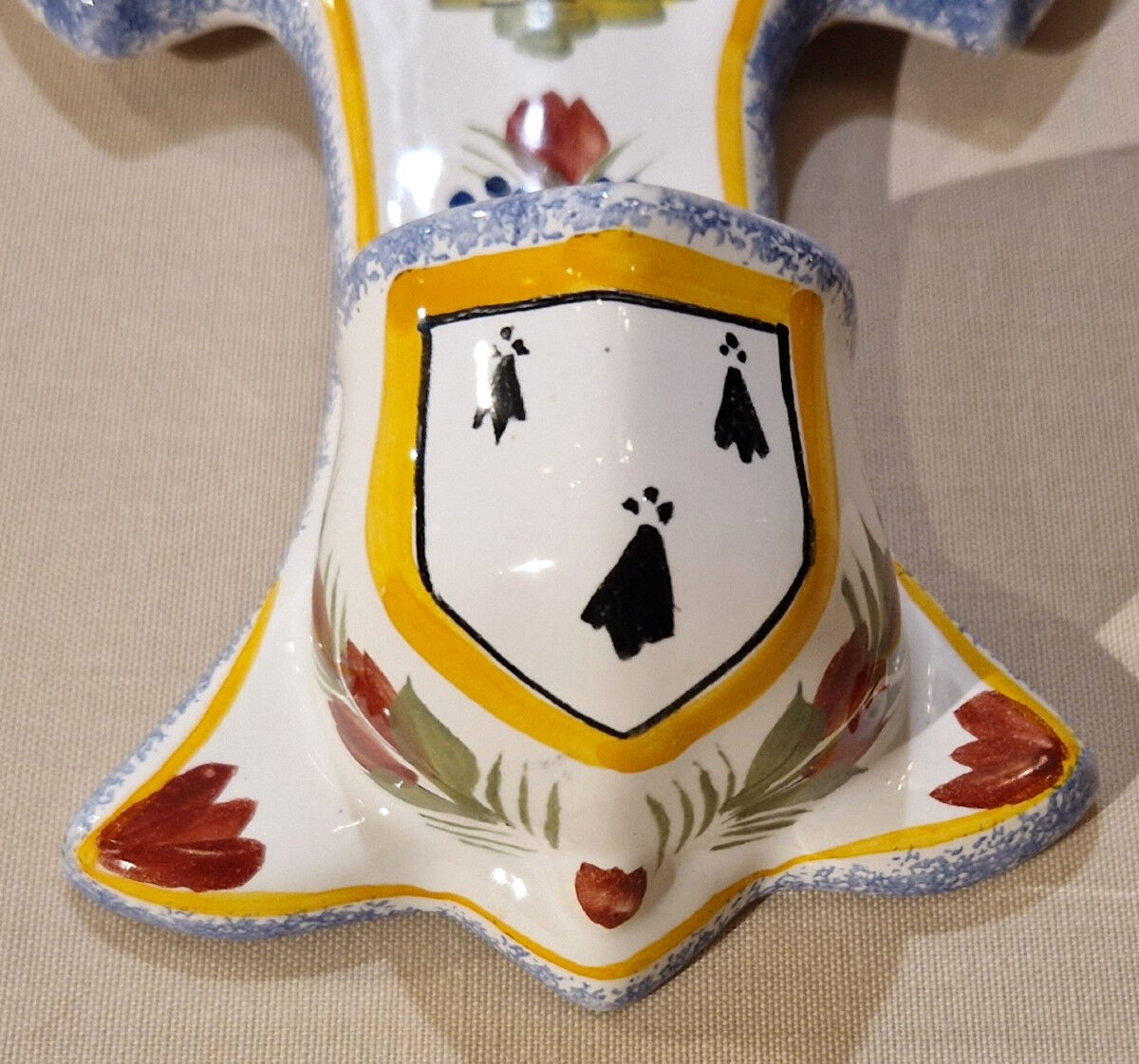 Henriot Quimper faience holy water font 20th century