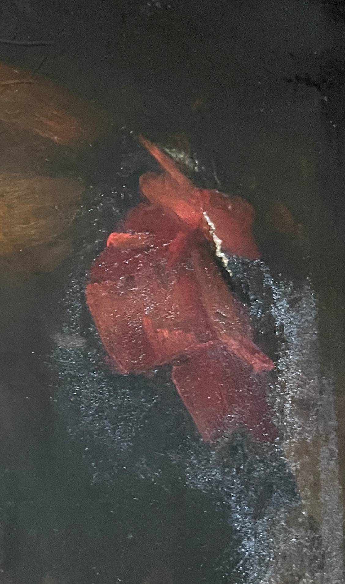 HST painting "Portrait of a young woman with a red bow" 19th century for restoration