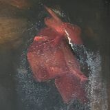 HST painting "Portrait of a young woman with a red bow" 19th century for restoration