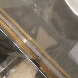 Table verre inox et laiton