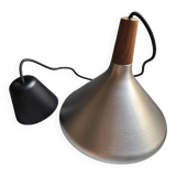 Suspension Nordlux Nori en alu brossé et bois noyer