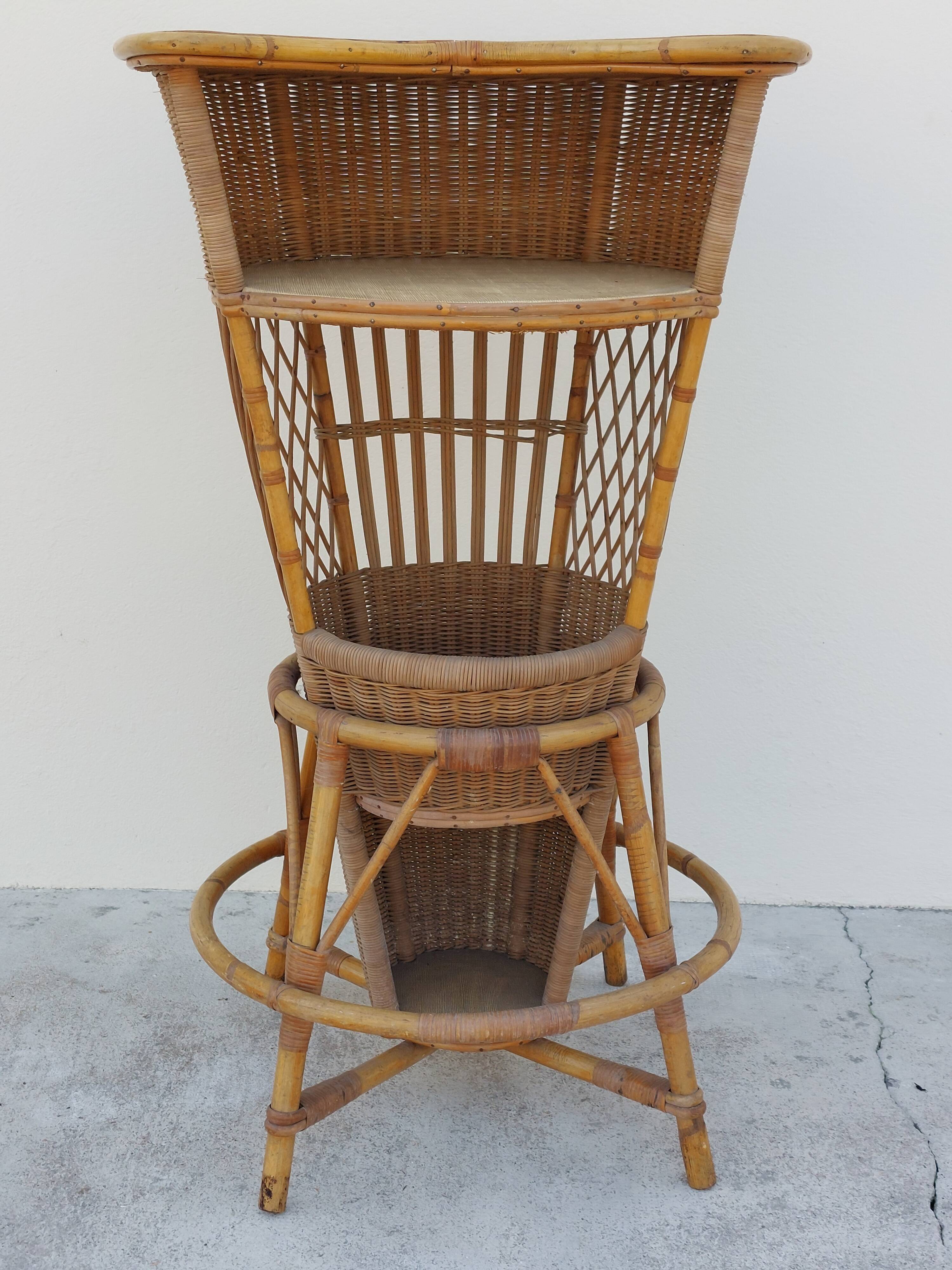 1950 vintage rattan cocktail bar