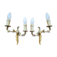 Pair of appliques with two arms of light with a leafy decoration
