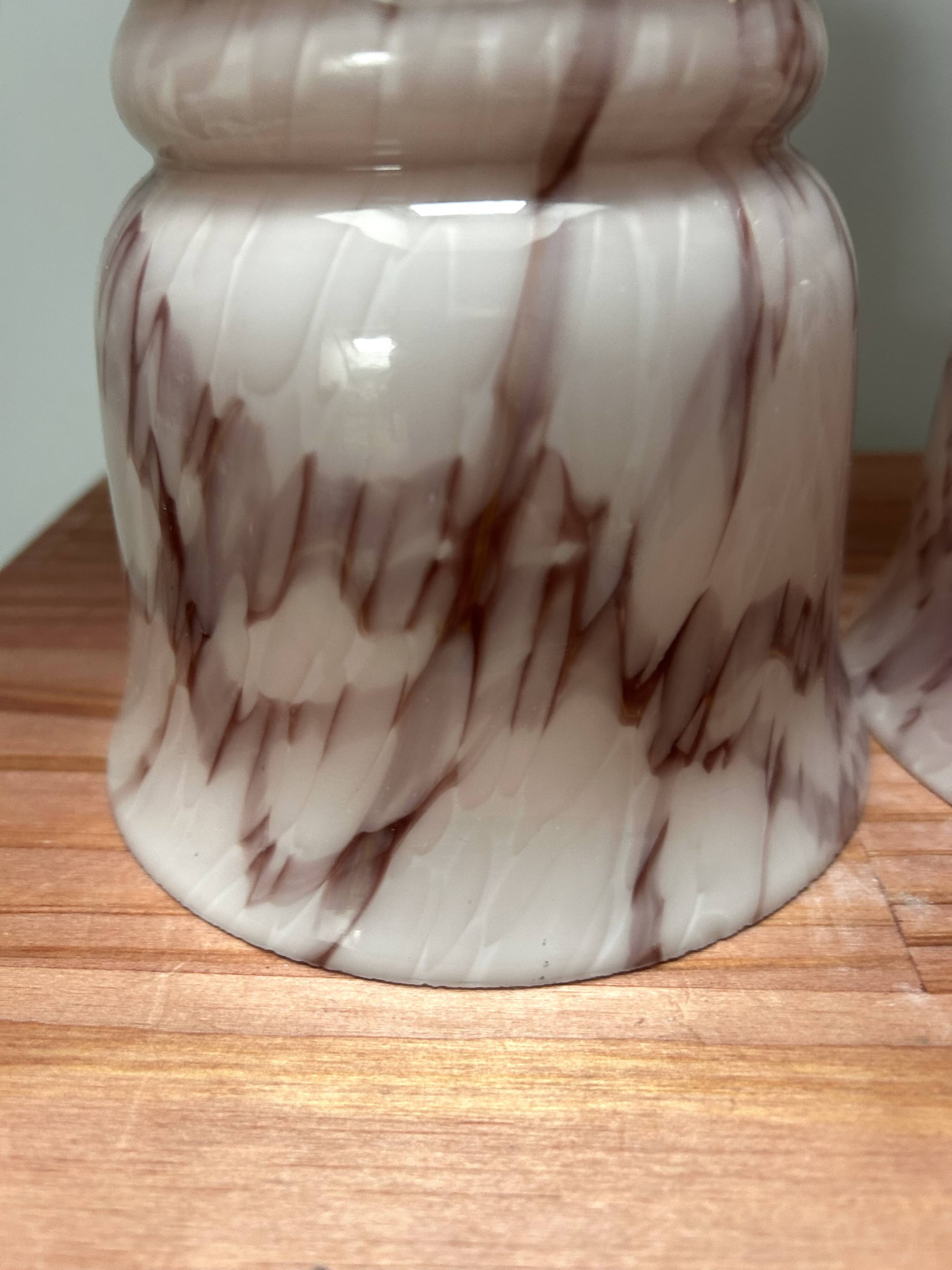Pair of marbled pink opaline wall lights