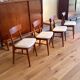 4 vintage Scandinavian "Freya" chairs in natural linen boucle.