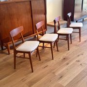 4 Chaises scandinave vintage "Freya" en bouclette lin naturel