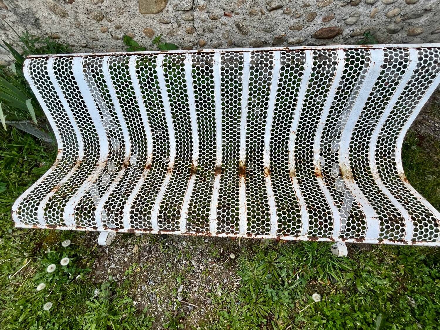 Public bench, street furniture, wrought iron garden bench