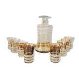 Carafe liqueur service with 8 gilded crystal glasses from the 1930s