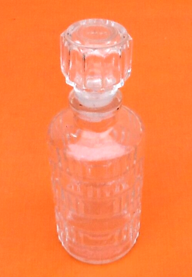Cylindrical bottle "lever" transparent glass 1970