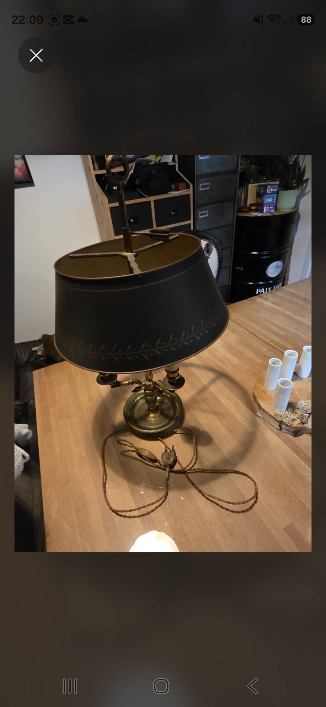 Vintage Bouillotte Lamp in Bronze – Empire/Directoire Style – Signed F.B.