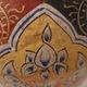 Oriental leather hand painted table lamp, Middle East 1960s