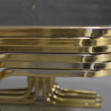 Lampe à suspension vintage en métal chromé et verre 1970