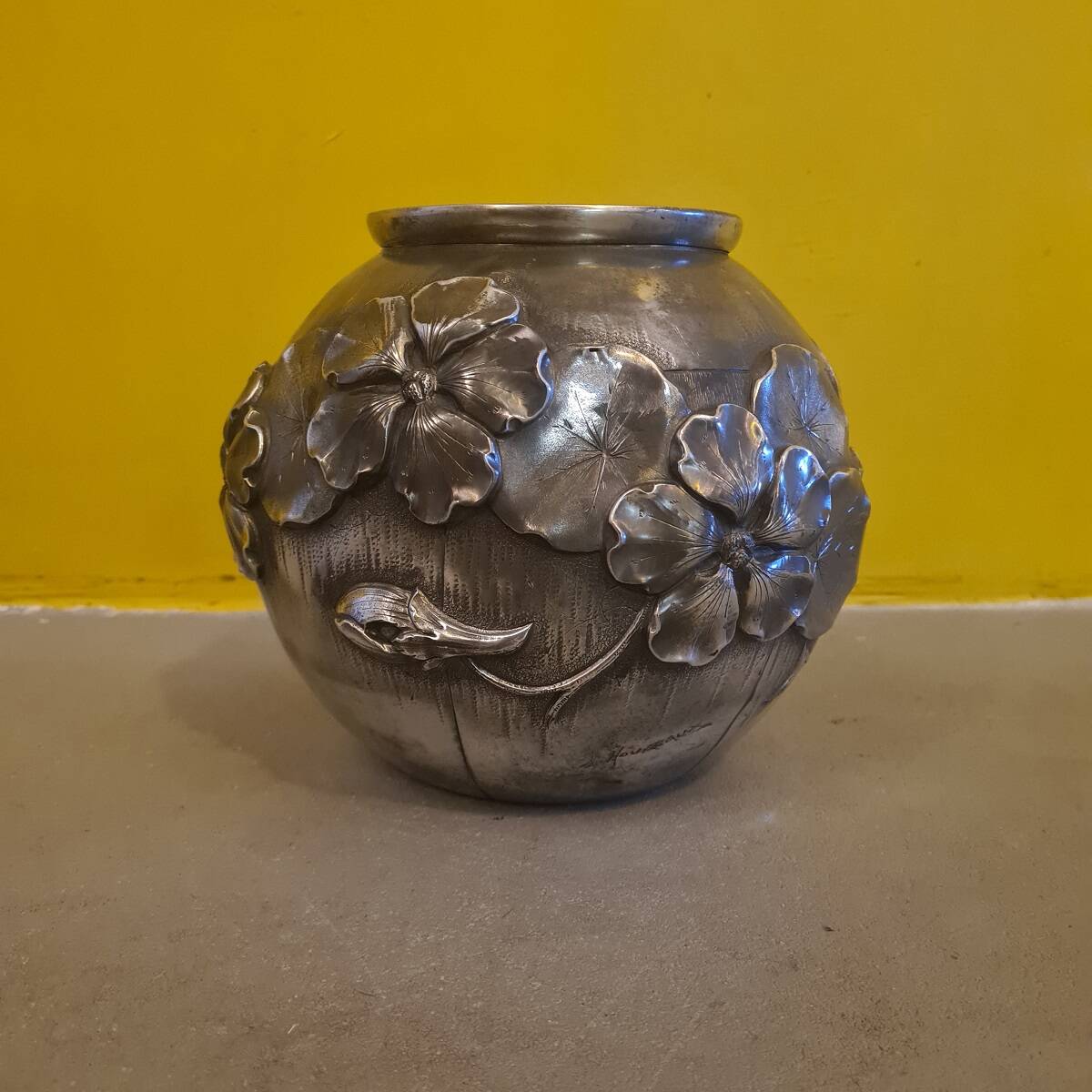 French Art Deco Pewter Vase By Lucien Houzeaux, 1920s