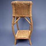 Vintage wicker and bamboo plant holder