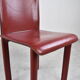 Lot de 6 chaises de salle à manger en cuir rouge fabriquées en Italie, années 1980
