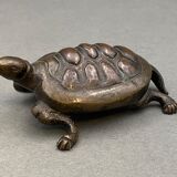 Bronze turtle XIXth Chocolate patina Fine carving