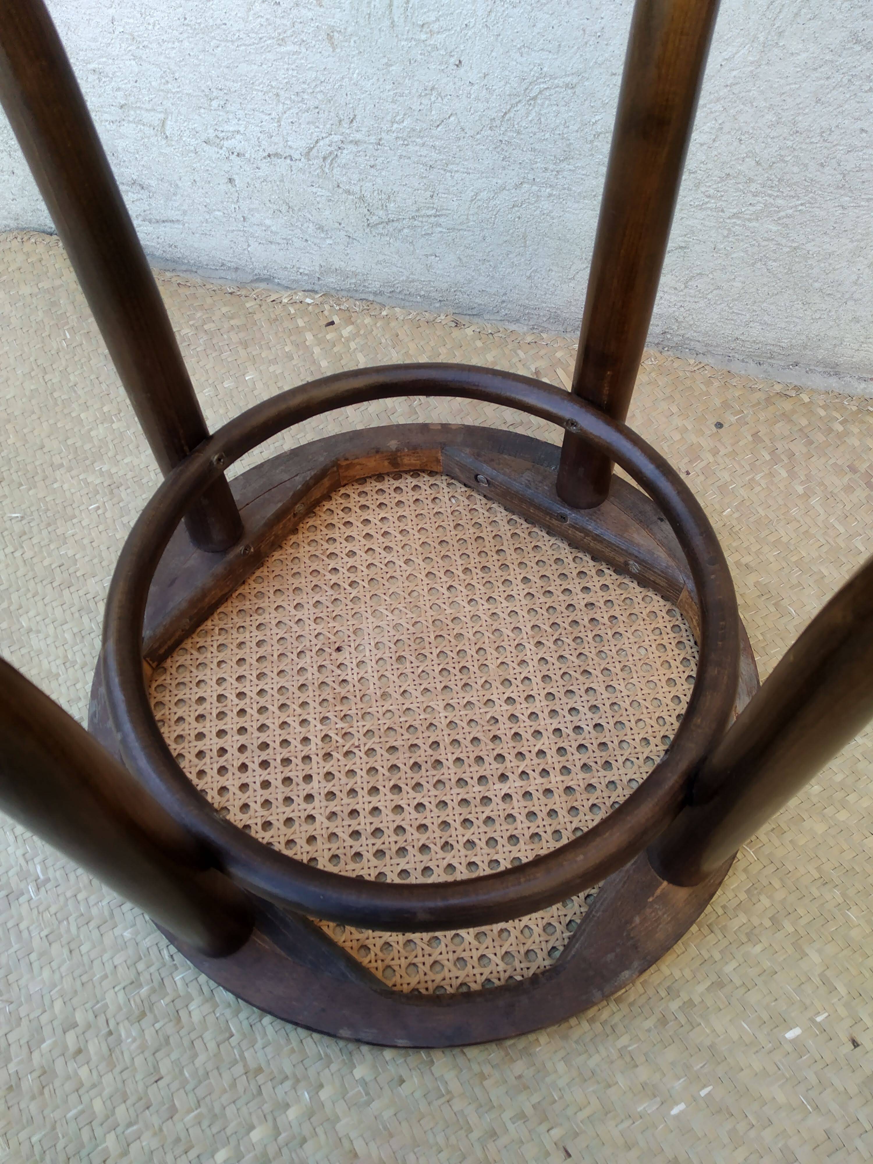 Curved wood cane bistro stool