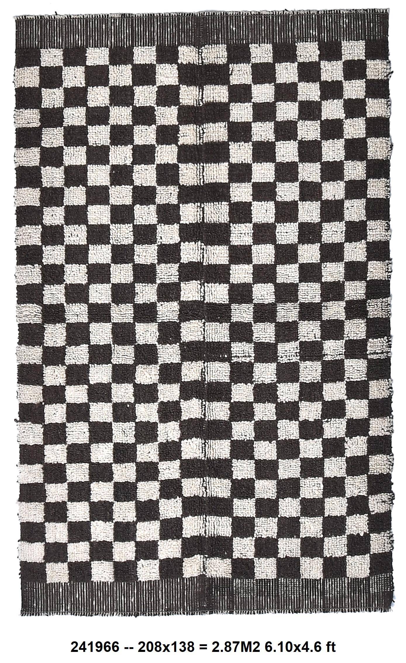 4x7 Checkered Moroccan Vintage Rug 138x208Cm SK 241966