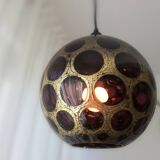Space age vintage purple and gold large disco ceiling lamp