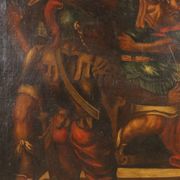 Ancient painting with a religious subject, oil on canvas, 17th century.