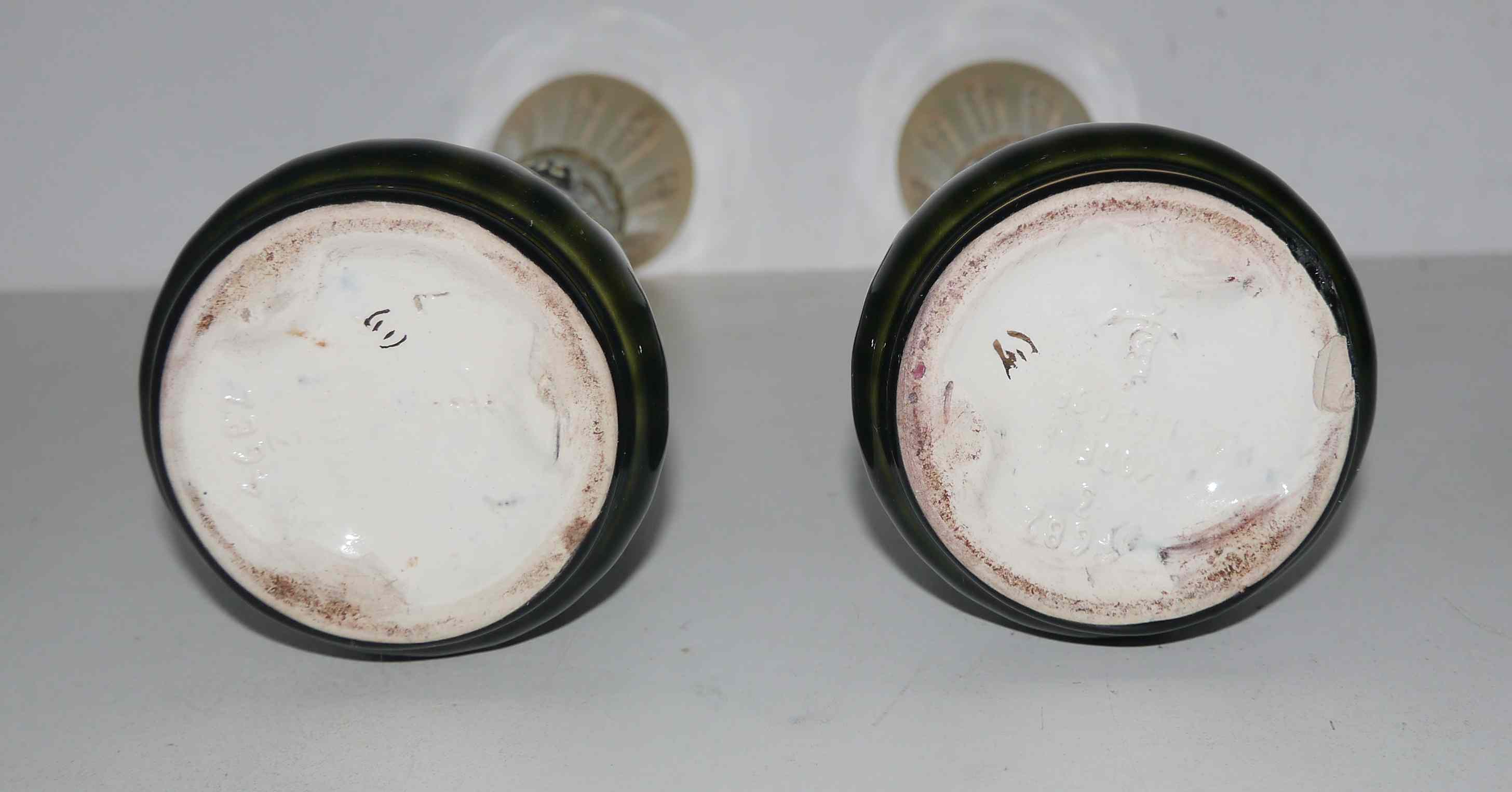 Pair of art deco soliflore vases in slurry