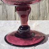 Fruit cup, amethyst bubbled glass compotier