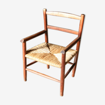 Fauteuil paillé enfant ancien