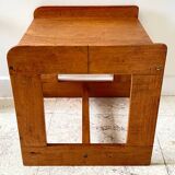 Table basse géométrique bois miel vintage