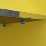 Art-deco mirror tray in chrome metal with beveled mirror
