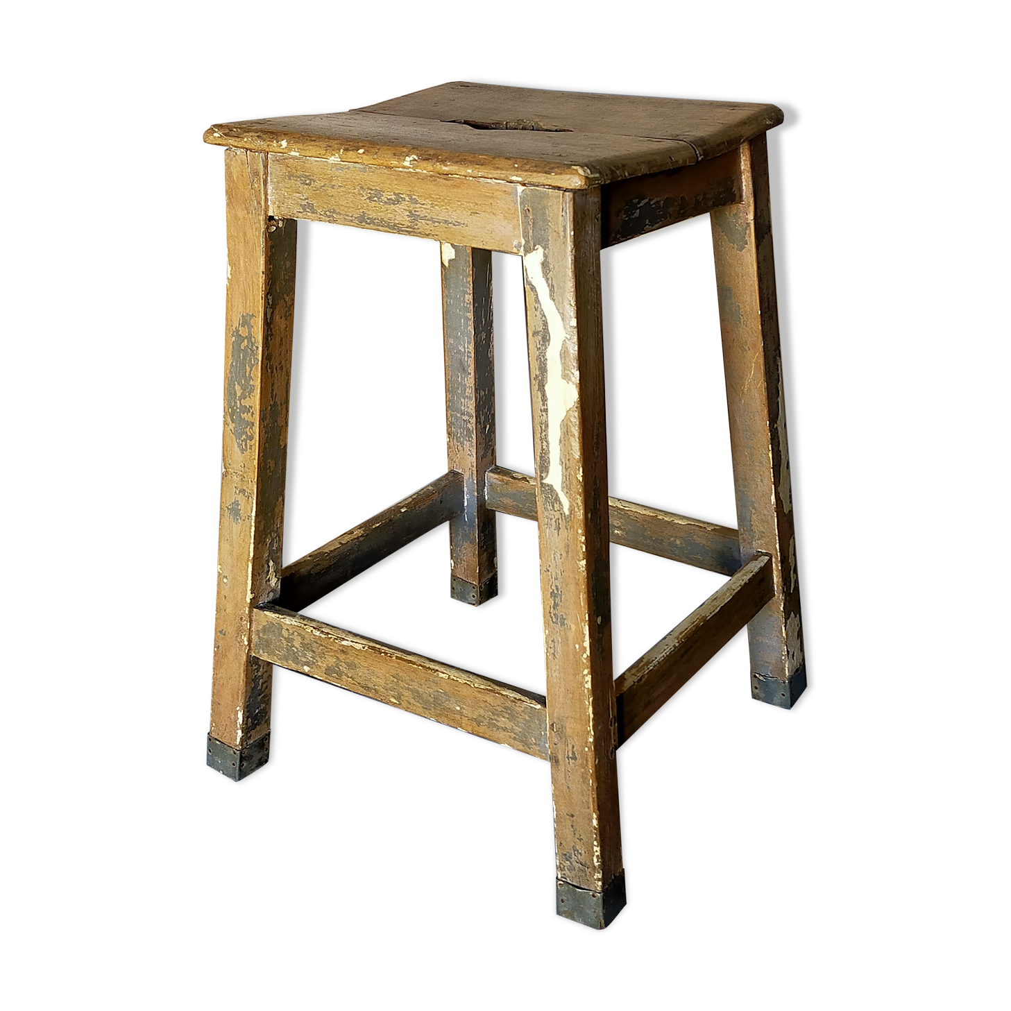 Tabouret d'atelier ancien à poignée