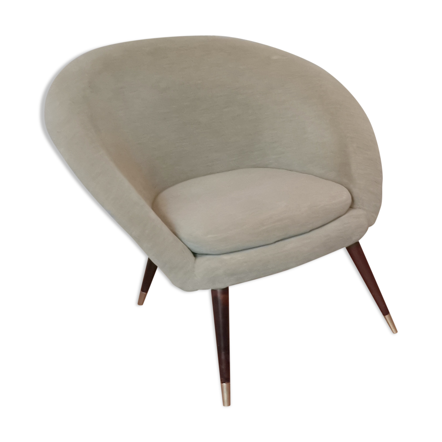 Armchair cocktail shell round 50 years 60 gray green