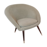 Armchair cocktail shell round 50 years 60 gray green